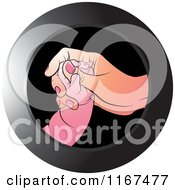 Round Black Mother And Baby Hand Icon