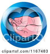 Clipart Of A Round Blue Cupped Baby Hands Icon Royalty Free Vector Illustration