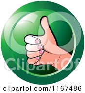 Poster, Art Print Of Round Green Thumb Up Hand Icon