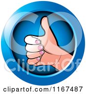 Round Blue Thumb Up Hand Icon
