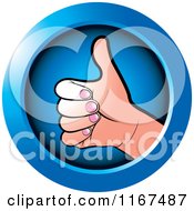 Poster, Art Print Of Round Blue Thumb Up Hand Icon