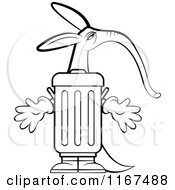 Clipart Of An Outlined Aardvark Trash Can Royalty Free Vector Illustration by Lal Perera