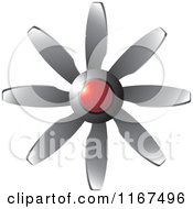 Clipart Of A Red And Silver Fan Royalty Free Vector Illustration
