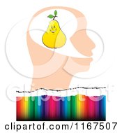 Poster, Art Print Of Yellow Pear In A Head Over Colorful Lines