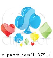 Clipart Of Colorful Shiny 3d Poker Playing Card Suit Icons Royalty Free Vector Illustration by Andrei Marincas