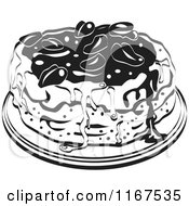 Clipart Of A Black And White Retro Sticky Bun Royalty Free Vector Illustration