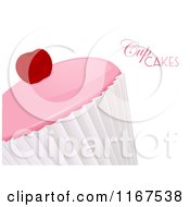 Clipart Of A Pink Frosted Cupcake Topped With A Cherry And With Text Royalty Free Vector Illustration