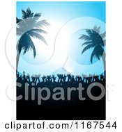 Silhouetted Crowd Dancing Under Palm Trees And A Blue Sky With Flares