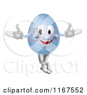 Poster, Art Print Of Happy Blue Easter Egg Mascot With Pink Polka Dots