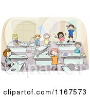 Poster, Art Print Of Diverse School Children In A Messy Classroom