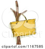 Poster, Art Print Of Bare Tree With A Wooden Sign