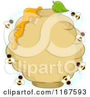 Cartoon Of A Bee Hive And Honey Frame Royalty Free Vector Clipart