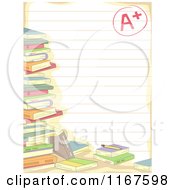 Poster, Art Print Of Stack Of School Books Over Ruled Paper With An A Plus Grade