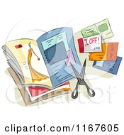 Poster, Art Print Of Magazine With Clipped Coupons And Scissors