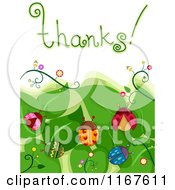 Poster, Art Print Of Thanks Text With Leaves And Ladybugs