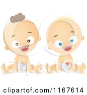 Cartoon Of Caucasian Babies Sitting And Smiling Royalty Free Vector Clipart