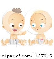 Cartoon Of Caucasian Babies Talking Royalty Free Vector Clipart