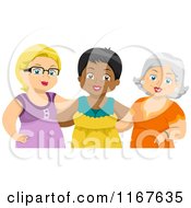 Cartoon Of A Group Of Diverse Middle Aged Female Friends Royalty Free Vector Clipart