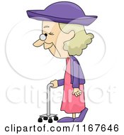 Poster, Art Print Of Senior Woman Walking With A Support