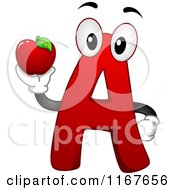 Poster, Art Print Of Red Letter A School Mascot Holding An Apple