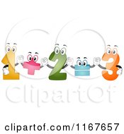 Colorful Number Mascots Performing An Addition Formula