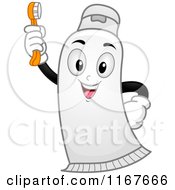 Poster, Art Print Of Happy Toothpaste Mascot Holding Up A Brush