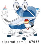 Baby Crib Mascot Holding A Rattle And Bottle