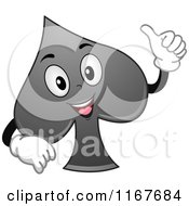Cartoon Of A Thumb Up Spade Playing Card Suit Mascot Royalty Free Vector Clipart