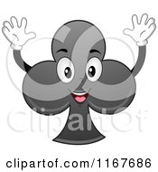 Cartoon Of A Cheering Club Playing Card Suit Mascot Royalty Free Vector Clipart