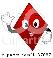 Cartoon Of A Cheerful Diamond Playing Card Suit Mascot Waving Royalty Free Vector Clipart