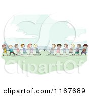Cartoon Of Diverse Children Playing Tug Of War Royalty Free Vector Clipart