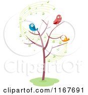 Poster, Art Print Of Bare Tree With Singing Birds And Music Notes