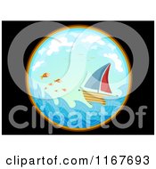 Poster, Art Print Of Telescopic View Of A Sailboat And Fish At Sea