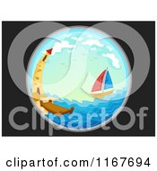 Poster, Art Print Of Telescopic View Of A Sailboat And Lighthouse At Sea