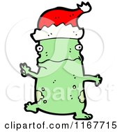 Cartoon Of A Christmas Frog Royalty Free Vector Illustration