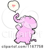 Cartoon Of A Pink Elephant Talking About Love Royalty Free Vector Illustration