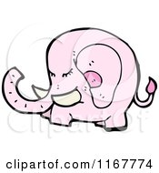 Cartoon Of A Pink Elephant Royalty Free Vector Illustration