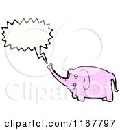 Cartoon Of A Talking Pink Elephant Royalty Free Vector Illustration