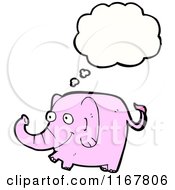 Cartoon Of A Thinking Pink Elephant Royalty Free Vector Illustration