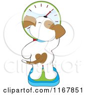 Poster, Art Print Of Rear View Of A Puppy With A Heart Spot Standing On A Scale