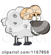 Cartoon Of A Grinning Black Ram Royalty Free Vector Clipart by Hit Toon