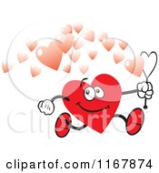 Cartoon Of A Valentine Heart Running And Making Bubbles Royalty Free Vector Clipart by Johnny Sajem