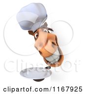 Clipart Of A 3d Chef Horse With A Plate By A Sign Royalty Free CGI Illustration