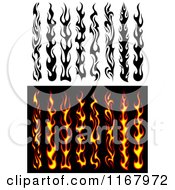 Clipart Of Black And Orange Flame Design Elements Royalty Free Vector Illustration