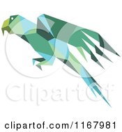 Clipart Of A Green Origami Paper Parrot Royalty Free Vector Illustration