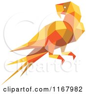 Clipart Of An Orange Origami Paper Parrot 2 Royalty Free Vector Illustration