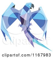 Clipart Of A Blue Origami Paper Parrot Royalty Free Vector Illustration