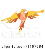 Clipart Of An Orange Origami Paper Parrot Royalty Free Vector Illustration