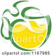 Clipart Of A Green Tea Cup With Lemon And Leaves 8 Royalty Free Vector Illustration