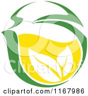 Clipart Of A Green Tea Cup With Lemon And Leaves 9 Royalty Free Vector Illustration
